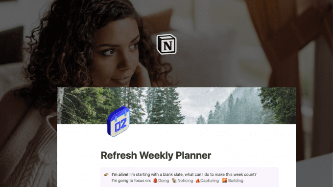 Notion Refresh Weekly Planner Template