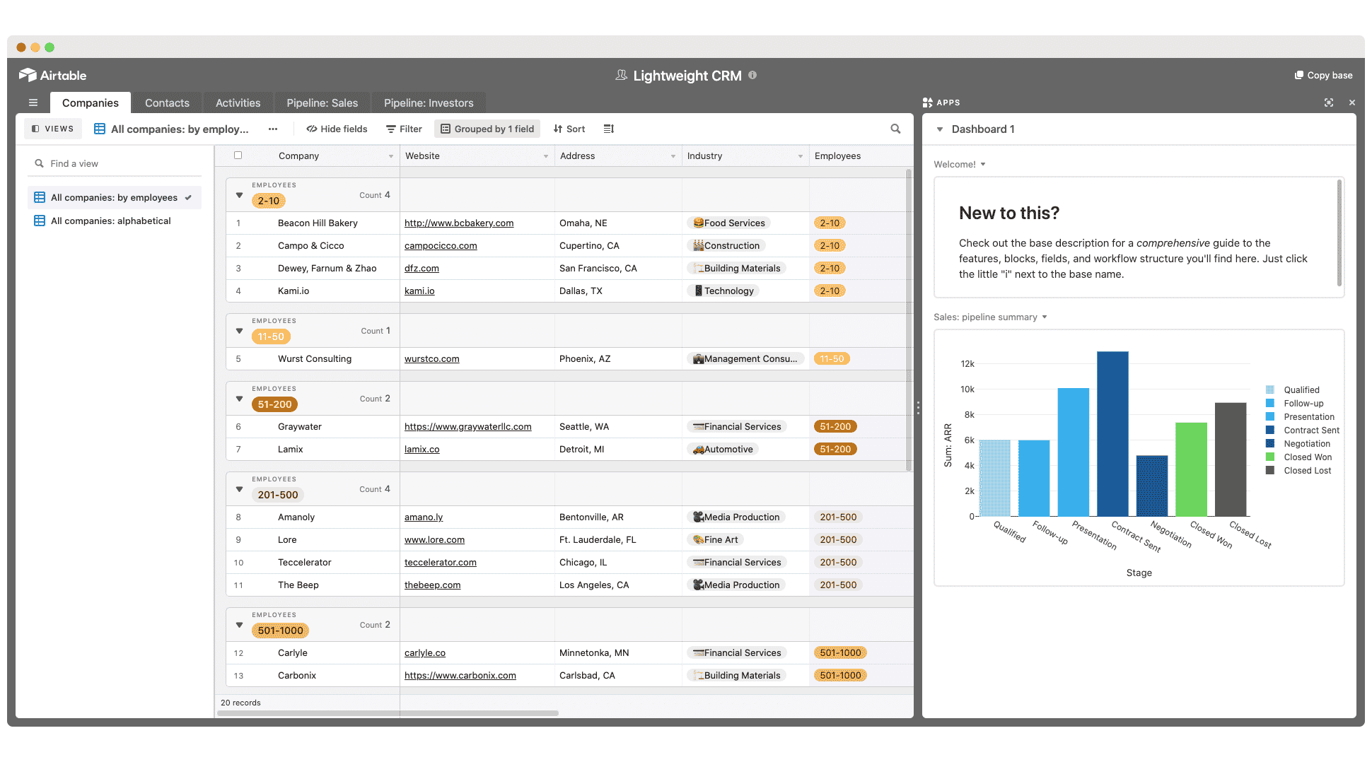 Airtable Lightweight CRM Template Template Road